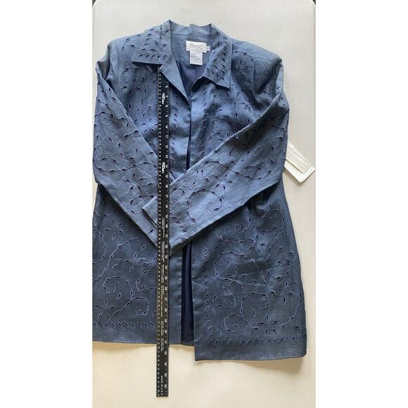 JSong Skirt Suit Womens Size 6 100% Linen Floral Eyelet Lace Gray Vintage Career - Picture 9 of 13